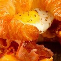 Bacon Egg And Cheese Croissant · Made with 2 eggs, turkey bacon, and your choice of cheese.