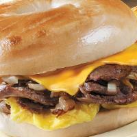 The Philly Sandwich · Philly Steak with Sauteed Onions, Melted Cheese and Eggs.