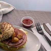 Breakfast Bomb · Pork Roll, Eggs, Cheese & Seasoned Home fries on the Sandwich