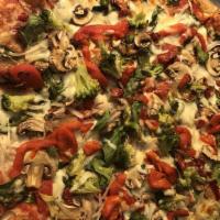 Veggie Supreme Pizza (Medium) · Broccoli, onion, roasted peppers, mushroom,   and spinach.
