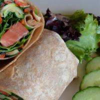 Roasted Veggie Wrap  · Bell pepper, tomato, spinach, mushroom, zucchini, chipotle mayo in a whole wheat wrap.