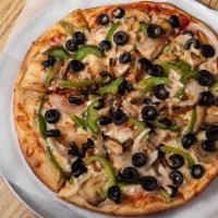 Vegetarian Pizza · Green peppers, onions, and mushrooms tomatoes.
