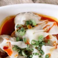 Chili Oil Wontons (8) · Spicy and contains pork & peanuts.