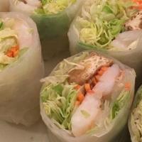 Fresh Rolls · Fresh lettuce, carrot, cilantro, basil leaves, seasoned tofu and shrimp wrapped in a steamed...
