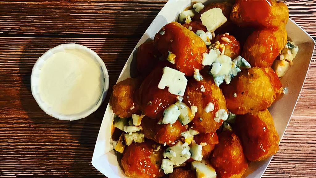 Hot Tots · Frank’s hot sauce, crumbled blue cheese and homemade ranch