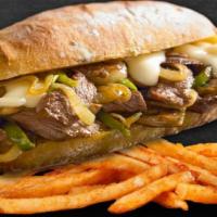 Steak & Cheese Combo · Beef Bulgogi, Provolone Cheese, Lettuce, Tomato, Mayo on a Sub Roll & Fries
