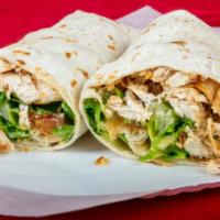 Chicken Caesar Wrap · Grilled chicken, romaine lettuce, Parmesan cheese, and caesar dressing.