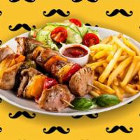 Cool Chicken Kabob Plate · Chicken breast cubes seasoned with our Azama family recipes, then skewered and charbroiled w...