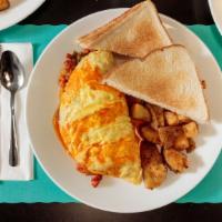 Portuguese Omelet · 3 egg omelet with  linguica, peppers ,onions topped with our house Portuguese sauce . Served...