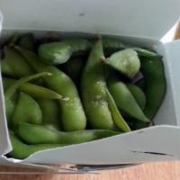 Edamame · Boiled soybeans in shell.