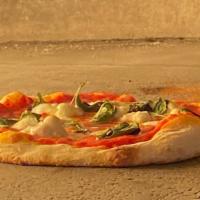 Margherita Pizza · Imported Italian San Marzano sauce, house-made mozzarella, basil, olive oil, sea salt.