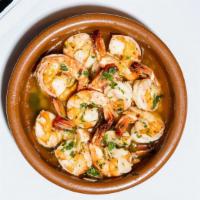 Gambas Al Ajillo · Sautéed garlic shrimp.