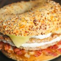 Protein Power Sandwich · eggs, sausage, bacon & cheese