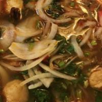 Bo Vien Soup · Beef ball soup with scallion, cilantro.