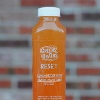Reset · Filtered Water, Organic Maple Syrup, Lemon, Cayenne *All juice is cold-pressed in house and ...