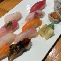 Sushi B · Nine piece nigiri with spicy tuna roll.