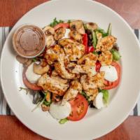 Bellavista Salad  · Large. spring mix lettuce tomatoes roasted red peppers fresh mozzarella cheese grilled mushr...