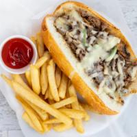 Philly Cheese Steak · Onions, Peppers, Mushrooms, Provolone Cheese