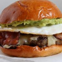 Power Play · beef*, cheddar, bacon, egg*, avocado (cal: 640) - Allergens: Wheat, Dairy