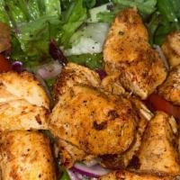 Chicken Fattoush · Served with lettuce, tomato, cucumber, cabbage, red cabbage, onion, green pepper, radish, pa...