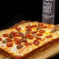 Hot Honey Pie Detroit · Mozzarella/ Sauce/ Pepperoni/ Sausage/ Mikes Hot Honey