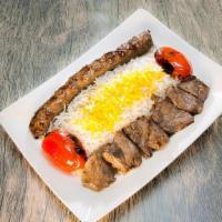 Moby'S Combo I · Combination of Kubideh (Ground beef) and Chenjeh (Chunks of Beef)