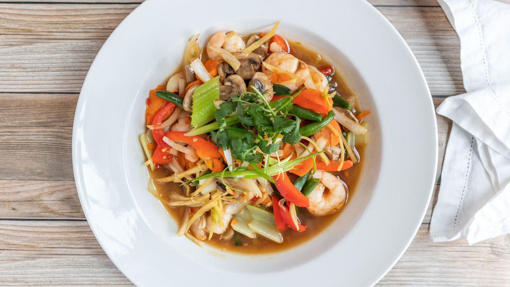 C-8. Sweet Ginger · Beef, chicken or pork stir-fried in fresh ginger and mixed vegetables.