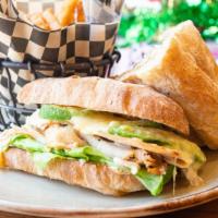 Roast Turkey · avocado, red onion, fontina, Dijon mayo, on focaccia.