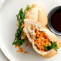 Vietnamese Sandwich · Pate, pickled vegetables, pepper, cucumber, cilantro with pork or chicken or tofu stuffed in...