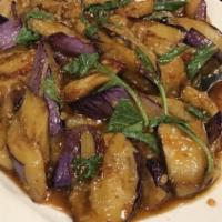 Home Style Braised Eggplant With Basil · Hot and spicy.