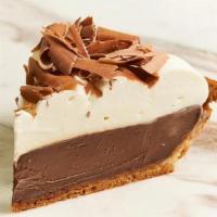 Chocolate Cream Pie Slice · rich chocolate pudding in a sweet shell topped with whipped cream and piled high with chocol...