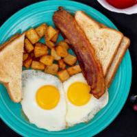 American Way · Two eggs any style with bacon, sausage, or ham.