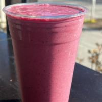 Berry Banana Smoothie · New smoothie made w/ mixed berries, banana, flaxseeds, oat milk, cinnamon, and honey. 24oz o...