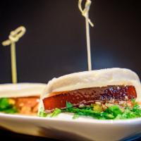 Pork Belly Bao Bun (2Pc) · pork belly, pickle mustard, peanut, cilantro