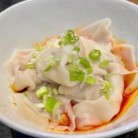 Wonton With Chili Oil (6Pc) · pork, garlic, chili oil  scallion