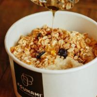Hot Oatmeal · Steel cut oats topped with house-baked granola.