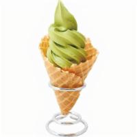 Matcha Soft Serve Ice Cream · Matcha soft-serve ice cream with fresh made waffle cone. **Soft-serve and cone are delivered...