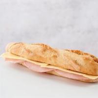 Ham, Egg & Cheese Baguette · Ham, egg and melted cheese on a warm baguette.