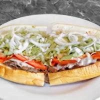 Cheesesteak Hoagie (12 Inch - Regular) · Cheesesteak with lettuce, tomato and raw onions