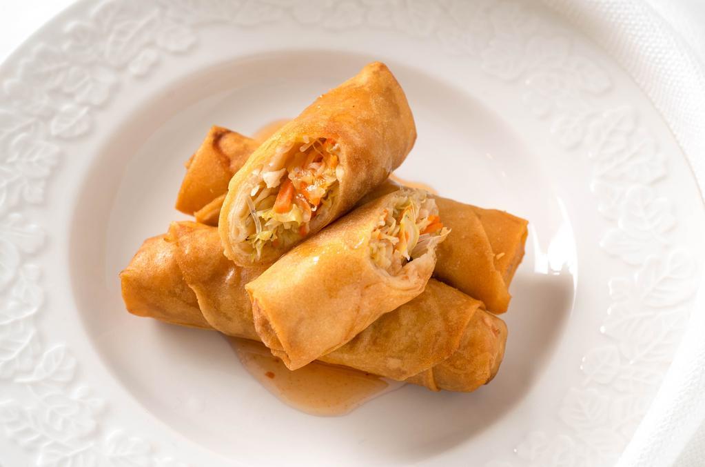 Crispy Rolls · Most popular, vegetarian. Bean noodles and julienne vegetables wrapped in wheat paper.