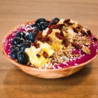 Gi Original Dragonfruit Bowl · Blended unsweetened Dragonfruit and banana with coconut milk. Topped with granola (nut free,...