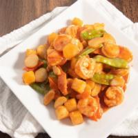 Thai Sweet & Sour Shrimp · Jumbo shrimp steamed, then stir-fried with sweet and sour sauce, with its colorful cherry to...
