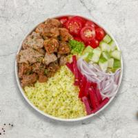 Perfect Combo Over Rice · Customer's choice of two meat mixed with rice and side of salad.