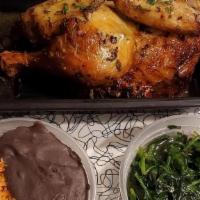 Half Chicken · Half roasted oven chicken with two sides.