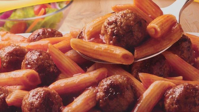 Penne & Meatballs (Cold, 16 Oz) · Penne pasta and all beef meatballs in marinara sauce. 16 oz