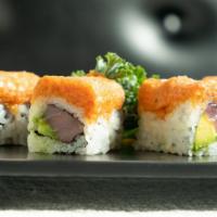 Crazy Tuna Roll · Raw. Tuna, avocado inside spicy tuna on top with fish egg.

Consuming raw or undercooked mea...