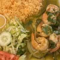 Camarones Al Ajillo - Or - A La Diabla · Sautéed shrimp, garlic, olive oil, peppers, onions, cilantro and seasonal vegetables. Served...