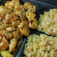 Chicken Hibachi · Served with miso soup, salad, and rice.