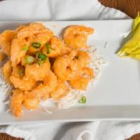 Golden Shrimp · Hot and spicy. Crispy shrimp in our signature creamy spicy sauce.