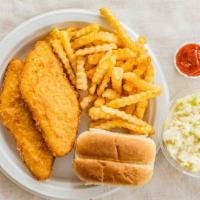 Fish Dinner · Cod fish filet with your choice of 2 small sides and a roll.